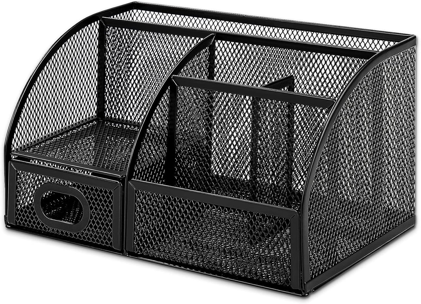 Amazon Basics Wire Mesh Pen Holder, Pencil Cup Desk Organizer for Stationery, Scissors, Office Caddy Storage, 3.7" x 3.3", Black