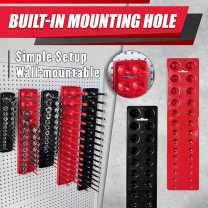 EACELIY 6-Piece Magnetic Socket Organizer Set, 1/2", 1/4" and 3/8" SAE & Metric Deep & Shallow Socket Holder Kit, holds 141 stanard Sockets, attaches to steel box/tool cart (sockets not included)