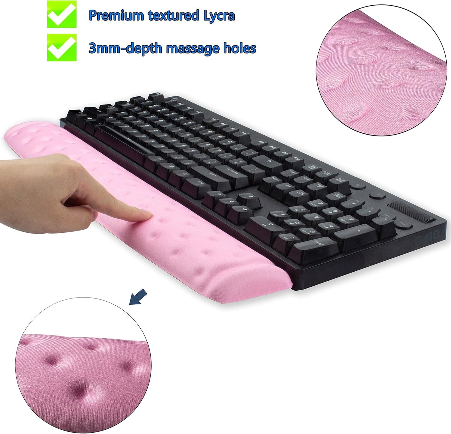 BRILA Keyboard Wrist Rest Support Cushion Pad for Computer, Laptop, Office Work, PC Gaming - Memory Foam Gel with Massage Holes Design - Non-Slip Easy Typing Wrist Pain Relief (Black Keyboard Pad)