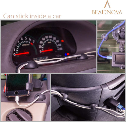 BEADNOVA Cable Clips Cord Organizer Cable Management Wire Cord Holder 24 Pcs Adhesive Wire Holder for Car Charging Accessory PC Office (Black,1 Slots, 2 Slots, 3 Slots,5 Slots)