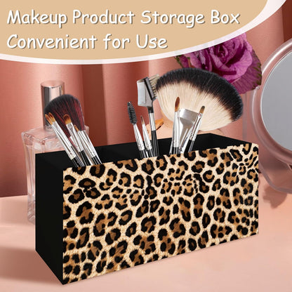 Trendy Funny Leopard Pen Pencil Holder Organizer for Desk, Cheetah Room Decor, Preppy Girly Y2k Aesthetic Cheetah Wooden Box Block Sign for Home Office Tabletop Decor