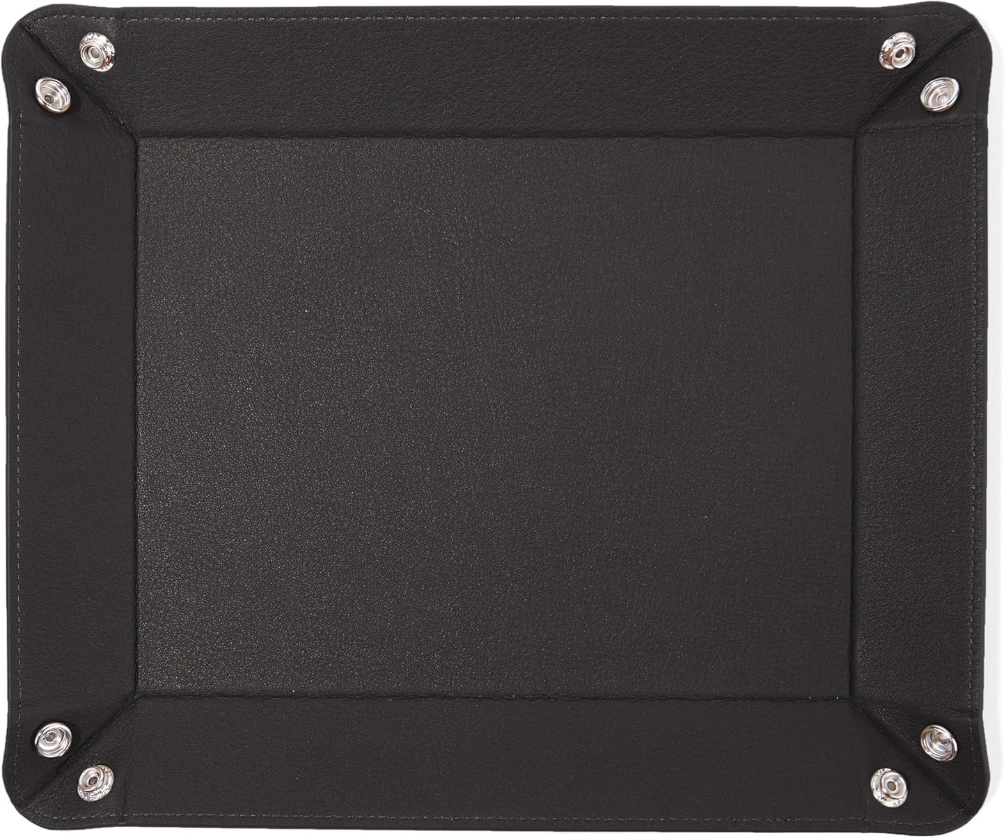 Leatherology Black Onyx Rectangle Valet Tray – Travel-Friendly Catchall Organizer with Snap Corners, Stitched Edge Detail & Gift Box – Desk Tray for Keys, Wallet, Watch & Accessories