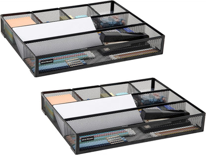Mind Reader Expandable Mesh Desk Drawer Organizer, Adjustable from 9.25" to 17.125", Office Supply Storage Tray, Makeup Organizer, Black