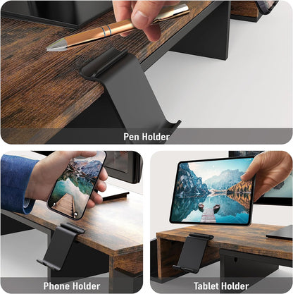 Simple Houseware Desk Dual Monitor Stand Riser with Drawer, Black