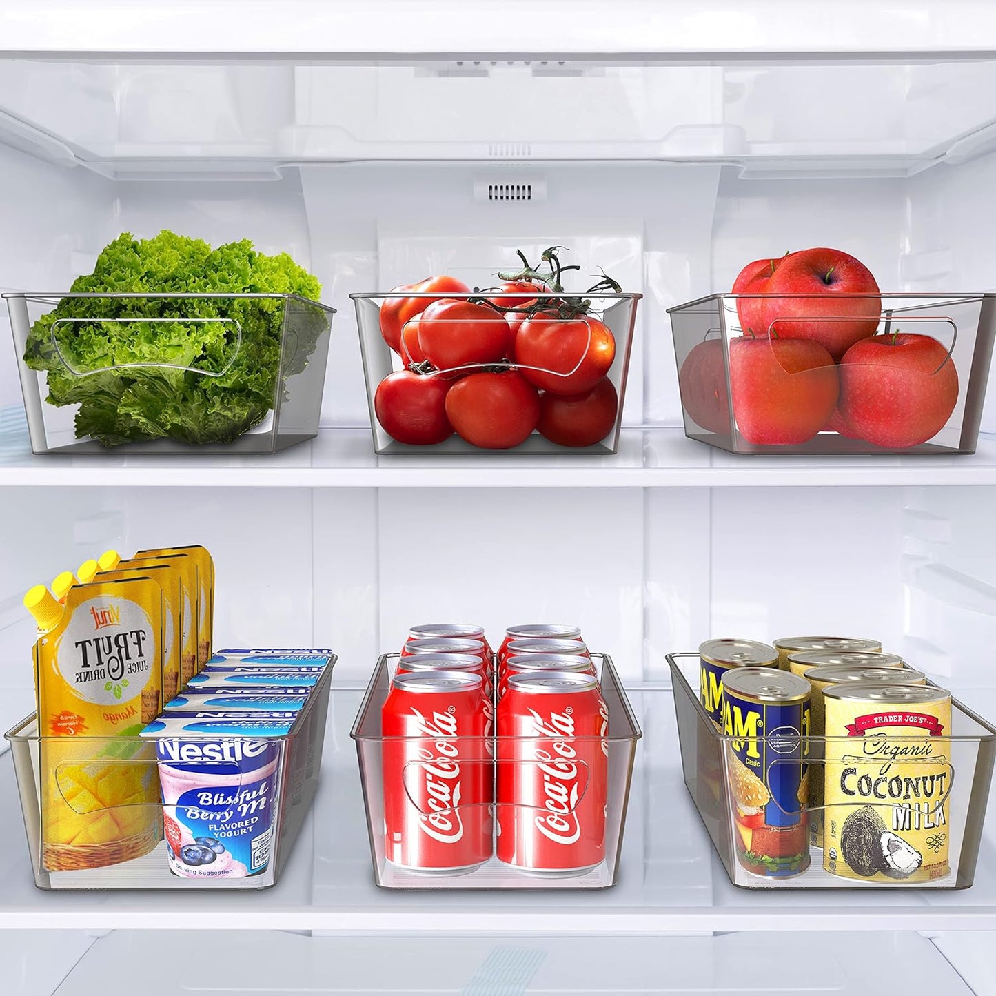 Simple Houseware 4 Pcs Kitchen Clear Bin Storage Organizer, 15" x 8" x 3.75"