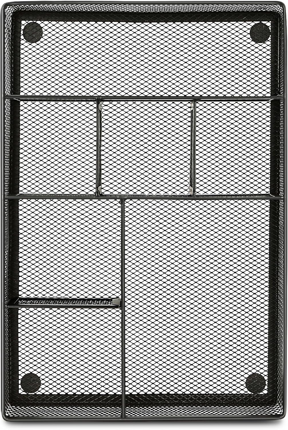 shenee Desk Drawer Organizer Tray,Drawer Organizer for Office and Home,Desk Organizer with Drawers,4 Compartments,Non-Slip Desk Organizers and Accessories for Stationery Makeup School (Black)