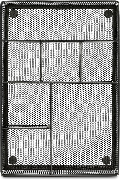 shenee Desk Drawer Organizer Tray,Drawer Organizer for Office and Home,Desk Organizer with Drawers,4 Compartments,Non-Slip Desk Organizers and Accessories for Stationery Makeup School (Black)