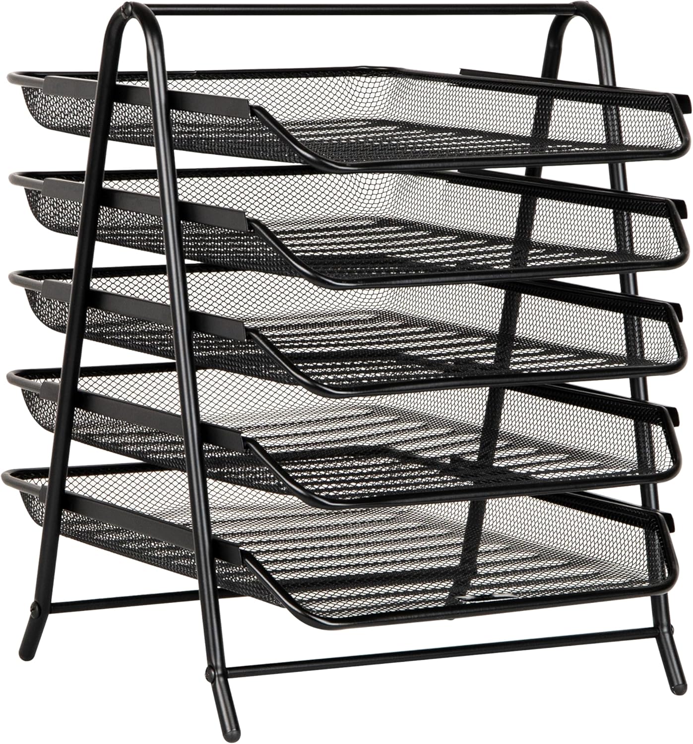Mind Reader 5-Tier Paper Tray Organizer, Vertical Desktop File Storage Rack, Office, Metal Mesh, Black
