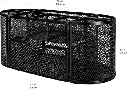Amazon Basics Wire Mesh Pen Holder, Pencil Cup Desk Organizer for Stationery, Scissors, Office Caddy Storage, 3.7" x 3.3", Black