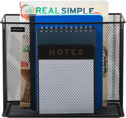 Mind Reader Vertical File Storage, Desktop Organizer, Hanging Files, Office, Metal Mesh, 12.25"L x 5.5"W x 10"H, Black
