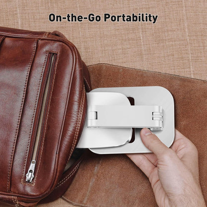 Cell Phone Stand for Desk, Foldable & Adjustable Aluminum Phone Holder Dock - Portable Travel Case Friendly Desktop Cradle for iPhone 17 16 Pro Max Plus Air, Samsung S25 S24, Kindle（White）