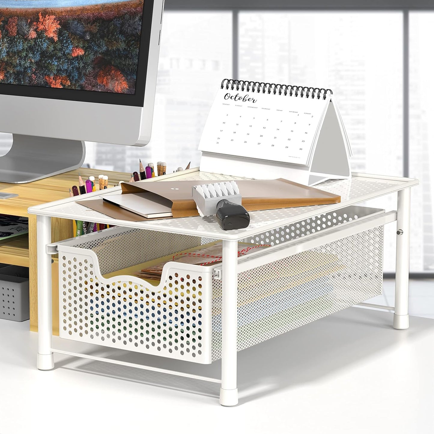 Simple Houseware Stackable 3 Tier Sliding Basket Organizer Drawer, Silver