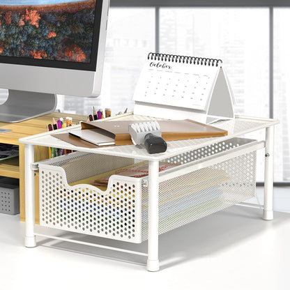 Simple Houseware Stackable 3 Tier Sliding Basket Organizer Drawer, Silver