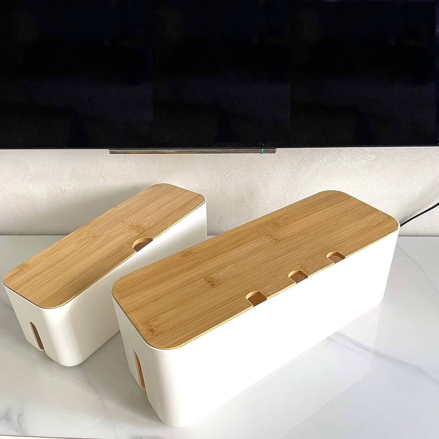 Cable Management Box| Power Stripe Organizer|Cord Organizer Box| Hide and Conceal Power Strips and Electrical Cords from TVs, Computers, and Desks| Keep Pets Safe