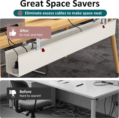 Under Desk Cable Management Tray - Under Desk Cord Management - Clamp/Screw Mount - Fabric Wire Management - Cable Raceways Tray Cord Hiders for Office/Home (Black, 35.8"×5.6")