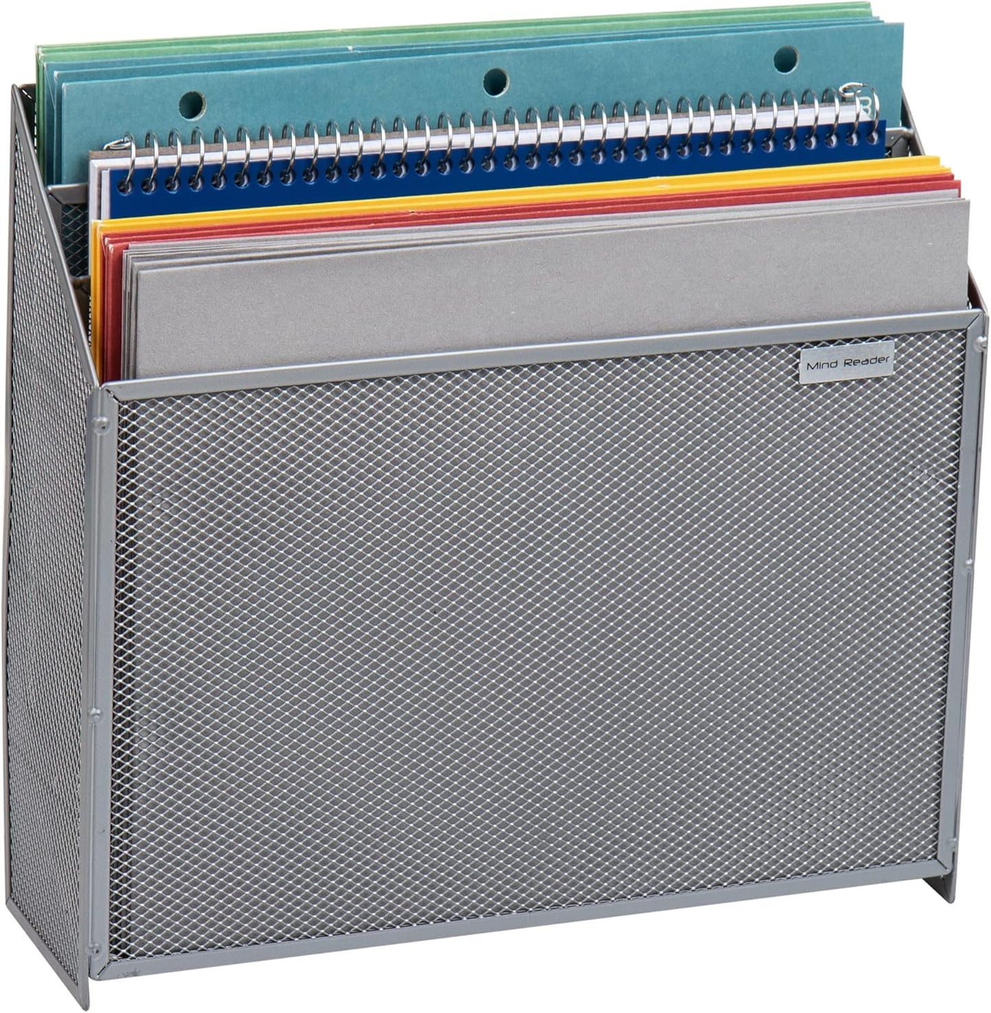 Mind Reader Vertical File Storage, Desktop Organizer, Wall Mount, Office, Metal Mesh, Black