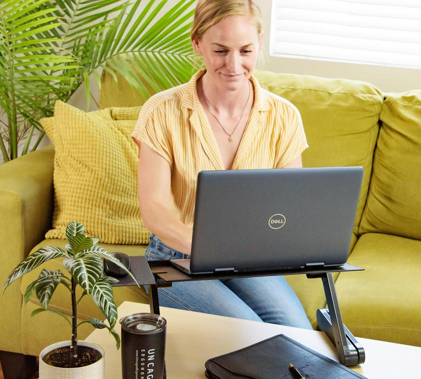 Uncaged Ergonomics WorkEZ Adjustable Laptop Stand for Desk, Laptop Stand Adjustable Height, Foldable Aluminum Cooling Computer Holder & Riser for Desk Bed, White, XL