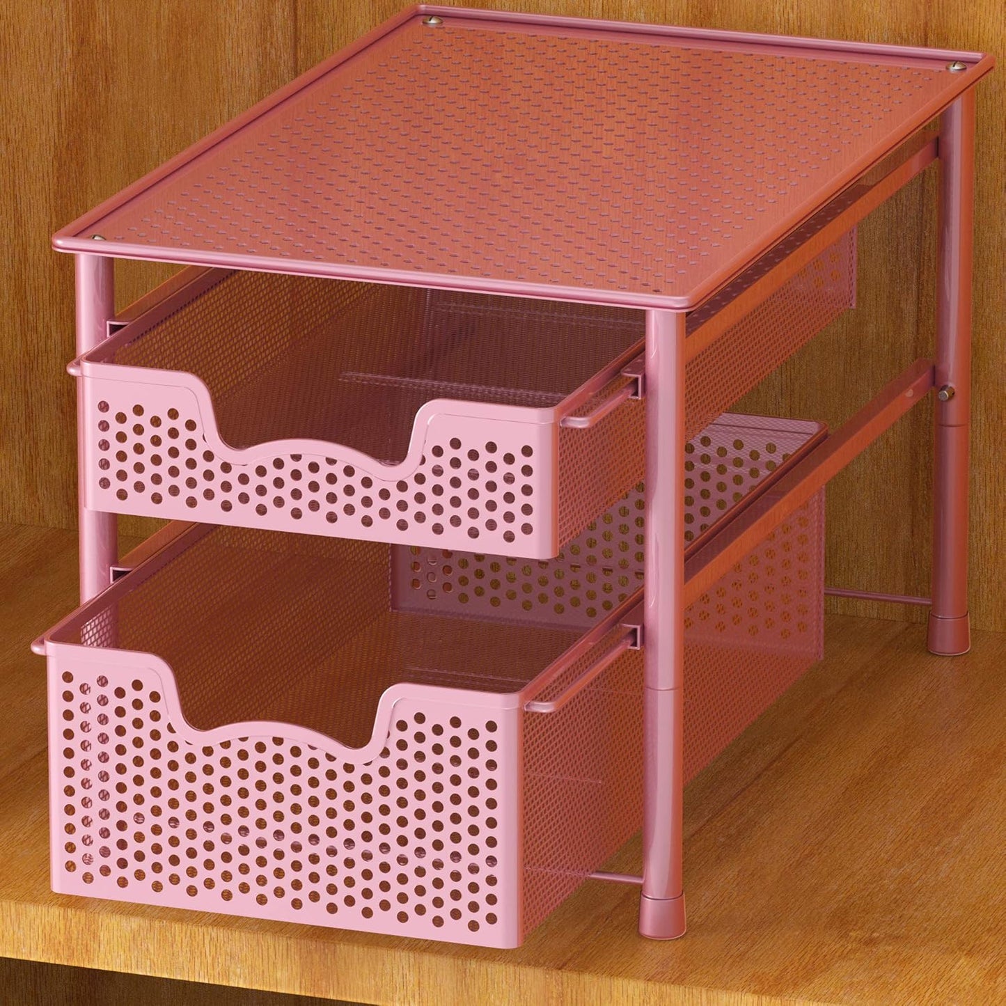 Simple Houseware Stackable 3 Tier Sliding Basket Organizer Drawer, Silver