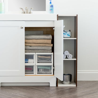 IRIS USA 47 Qt. Extra-Large Stackable Storage Drawer Plastic Drawer Organizer with Clear Doors, for Pantry Bedroom Closet Kitchen Under-Sink Home and Office De-Clutter Shoes and Crafts, White, 2-Pack
