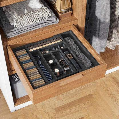 Pipishell Bamboo Expandable Silverware Drawer Organizer, Adjustable Kitchen Utensil Tray for Forks, Spoons and Knives, Wood Storage Cutlery Holder for Bedroom and Living Room