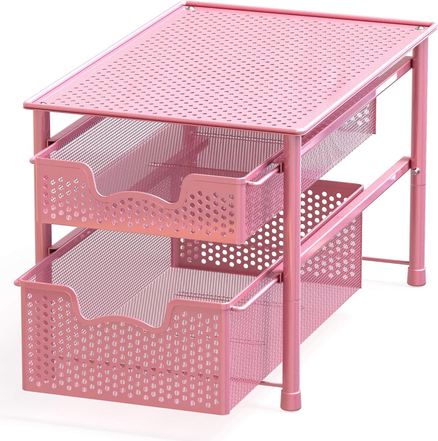 Simple Houseware Stackable 3 Tier Sliding Basket Organizer Drawer, Silver