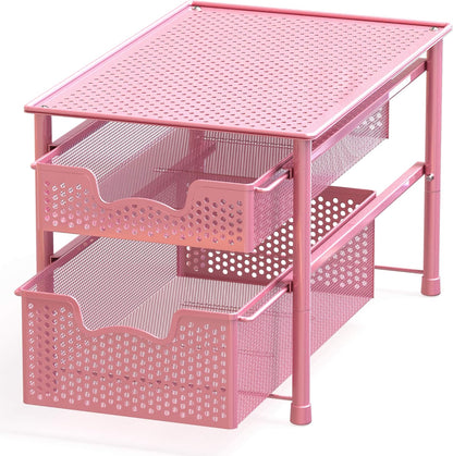 Simple Houseware Stackable 3 Tier Sliding Basket Organizer Drawer, Silver