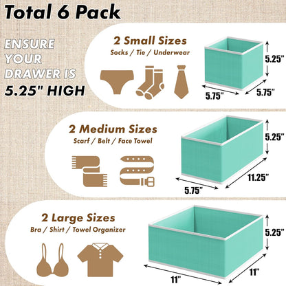 SIMPLE HOUSEWARE Foldable Drawer Organizer for Clothes/Underwear/Panty/Onesie Stocking Bin, Set of 12, Black