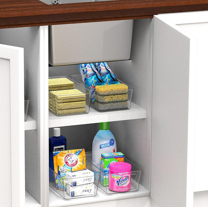 Simple Houseware 4 Pcs Kitchen Clear Bin Storage Organizer, 15" x 8" x 3.75"