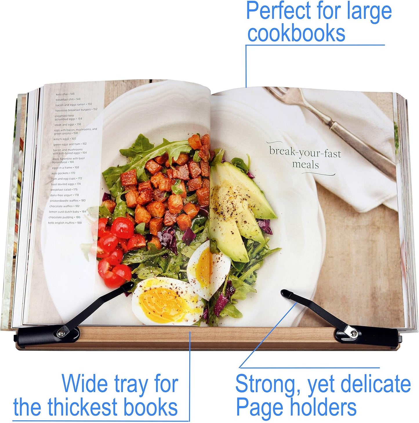 BS2500 Large 16x10.5 Portable Adjustable Foldable Bookstand Holder for Reading Hands Free Large Thick Heavy Textbooks Cookbooks Tablets