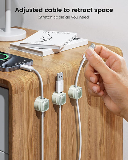 6 Pack Magnetic Cable Clips – Cord Organizer & Holder, Toocki Adhesive Cable Management, Wire Holder for USB Charging Cables, Ideal for Home, Office, Car, Desk, and Nightstand-Purple