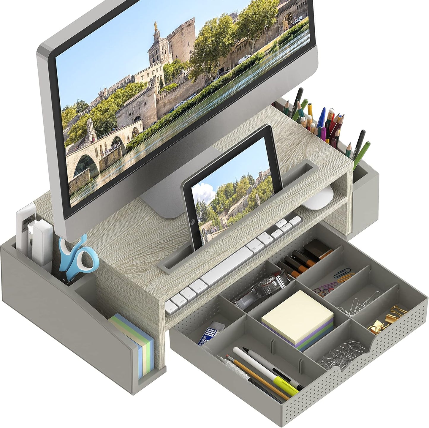 Simple Houseware Desk Monitor Stand Riser with Adjustable Organizer tray, Espresso