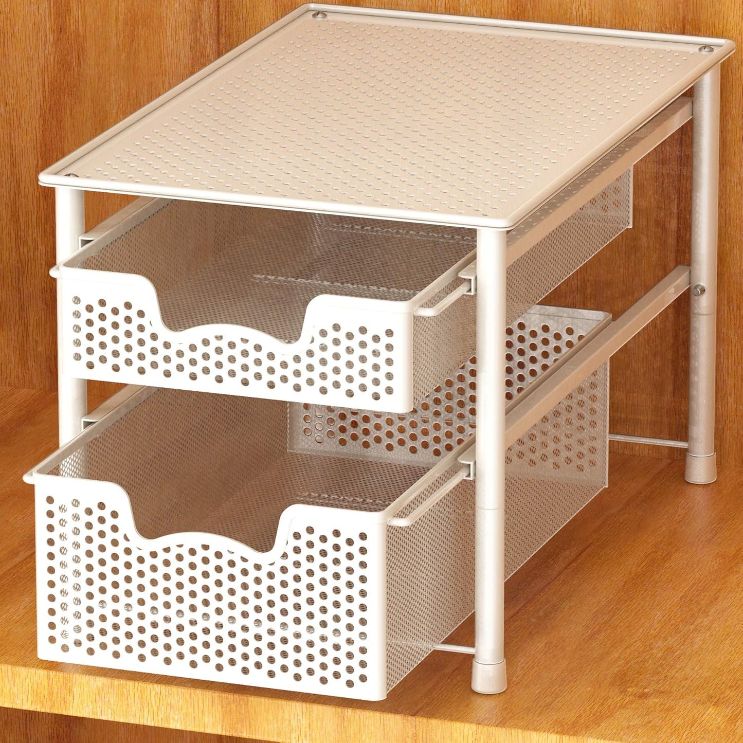 Simple Houseware Stackable 3 Tier Sliding Basket Organizer Drawer, Silver