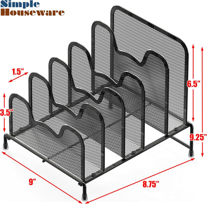 Simple Houseware Desk 5 Sections Step File Sorter Organizer, Black