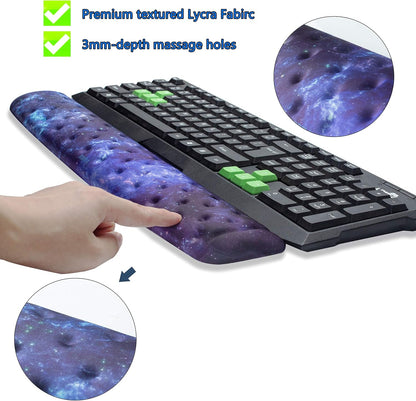 BRILA Keyboard Wrist Rest Support Cushion Pad for Computer, Laptop, Office Work, PC Gaming - Memory Foam Gel with Massage Holes Design - Non-Slip Easy Typing Wrist Pain Relief (Black Keyboard Pad)