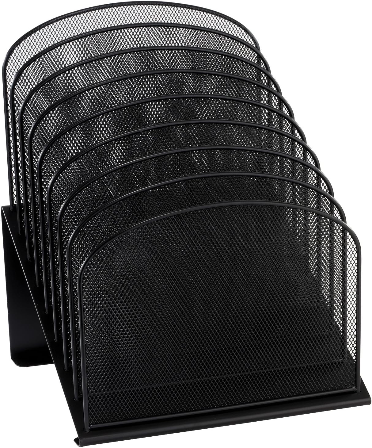 Safco Onyx Desk Organizer, 8 Tiered Vertical Compartments, Office and Classroom Mailbox , Paper and Mail Sorter, Steel Mesh, Black