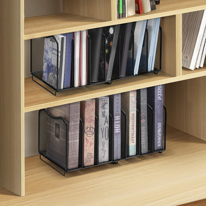 Simple Trending Mesh Desktop File Sorter Organizer, 5-Section Bookshelf for Desk Home Office, Black