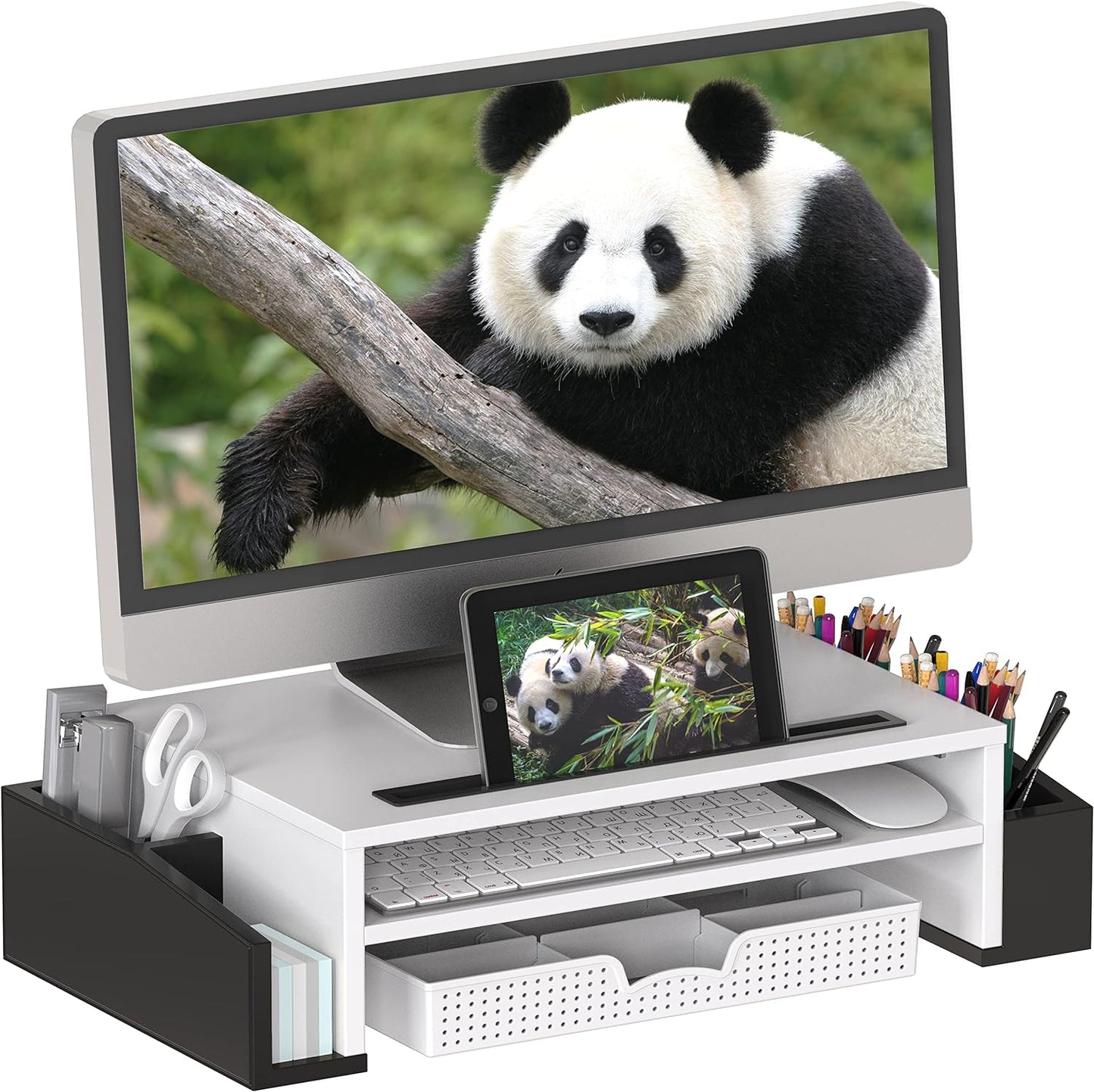 Simple Houseware Desk Monitor Stand Riser with Adjustable Organizer tray, Espresso