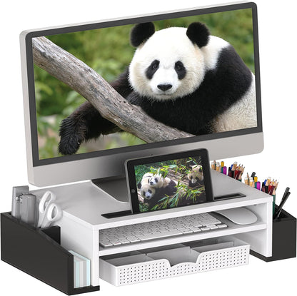 Simple Houseware Desk Monitor Stand Riser with Adjustable Organizer tray, Espresso