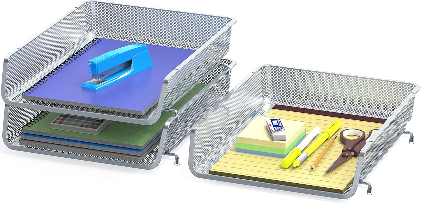 Simple Houseware Stackable Desk File Document Letter Tray Organizer, 3 Packs, Black