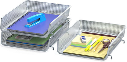 Simple Houseware Stackable Desk File Document Letter Tray Organizer, 3 Packs, Black