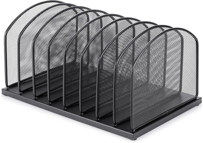 Huron 8-Slot Vertical File Binder Organizer Storage, Black Steel Mesh