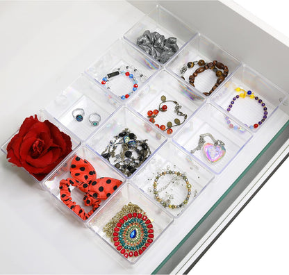 Simple Houseware Clear Drawer Organizer for Office Bin Desk Storage, Assorted Size, 6 Packs