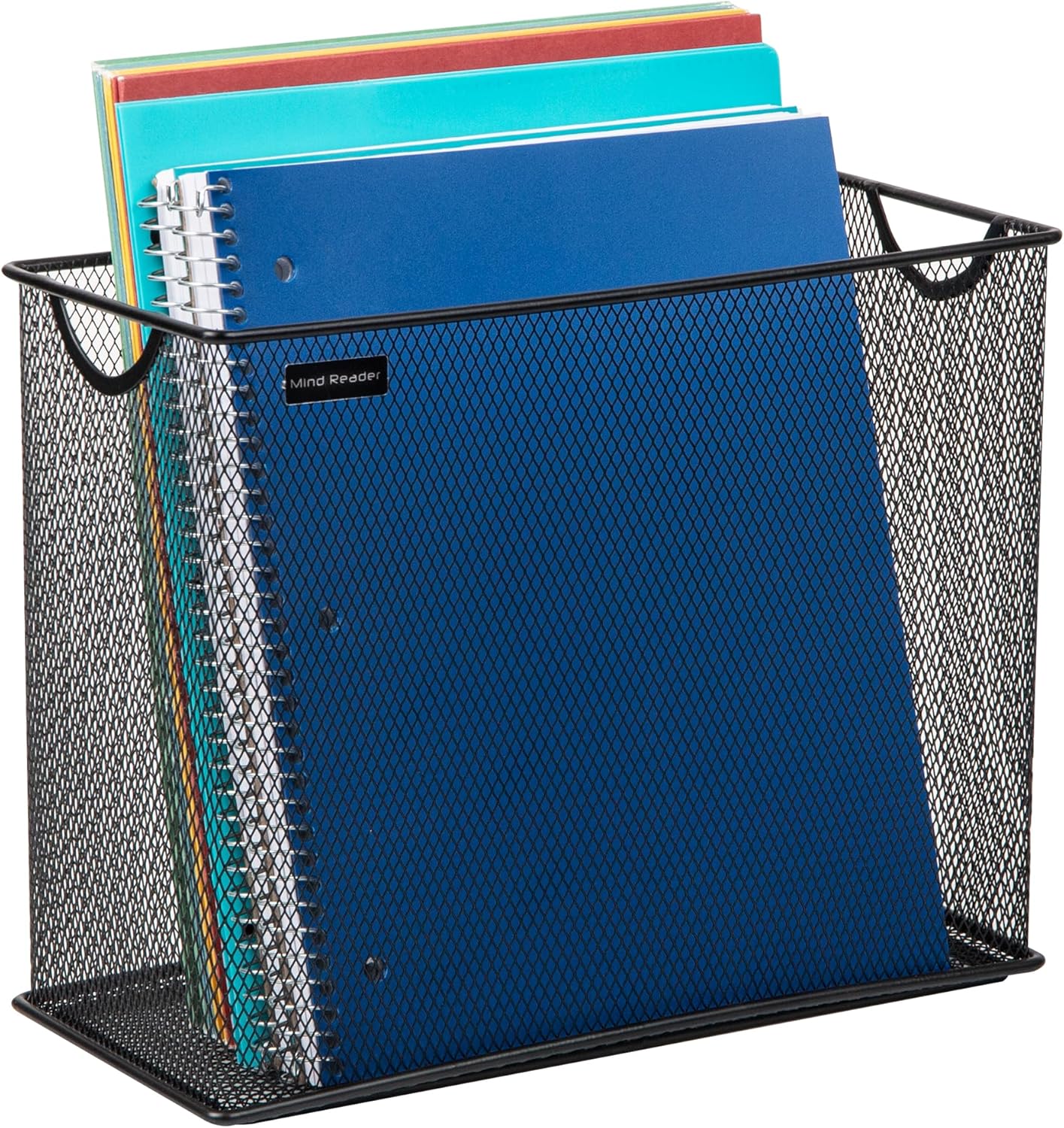 Mind Reader Vertical File Storage, Desktop Organizer, Hanging Files, Office, Metal Mesh, 12.25"L x 5.5"W x 10"H, Black