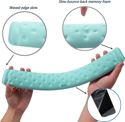 BRILA Keyboard Wrist Rest Support Cushion Pad for Computer, Laptop, Office Work, PC Gaming - Memory Foam Gel with Massage Holes Design - Non-Slip Easy Typing Wrist Pain Relief (Black Keyboard Pad)