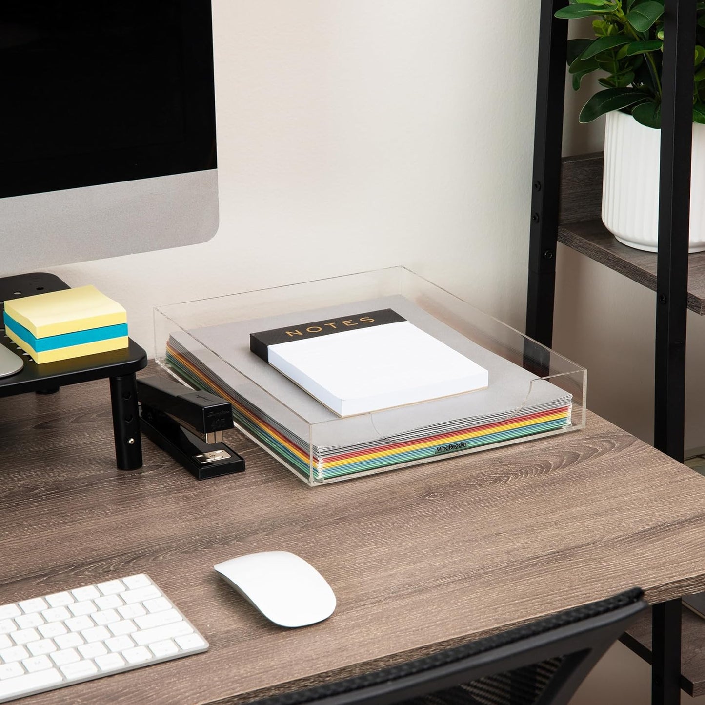 Mind Reader Paper Tray, Desktop Organizer, File Storage, Modern, Office, Acrylic, Clear