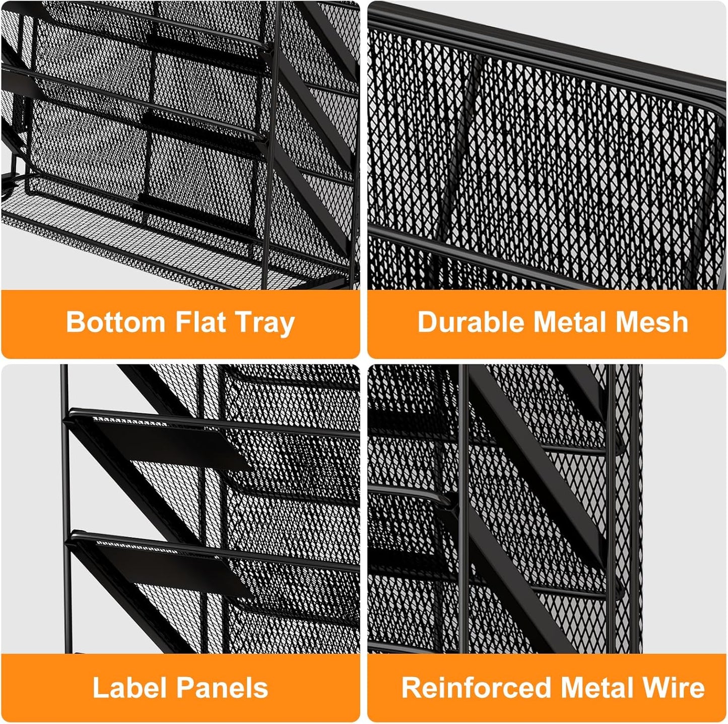 Kuntine.B Wall File Organizer Office Hanging Magazine Holder Wall File Organizer for Office Home (Black, 5 Tier)