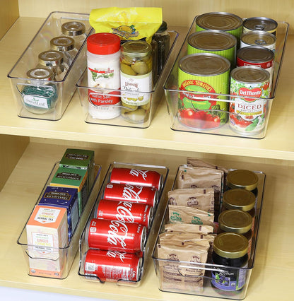 Simple Houseware 4 Pcs Kitchen Clear Bin Storage Organizer, 15" x 8" x 3.75"