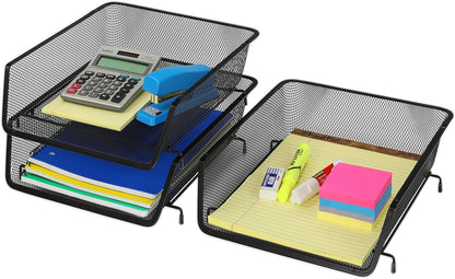 Simple Houseware Stackable Desk File Document Letter Tray Organizer, 3 Packs, Black