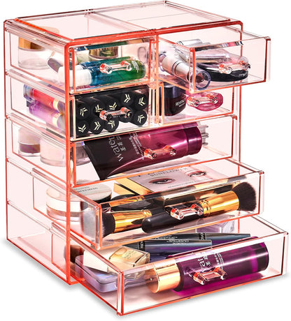 Sorbus Acrylic Makeup Organizer Set, 6-Drawer Vanity & Countertop Cosmetic Storage with Small & Wide Drawers, Clear Makeup Storage for Brushes, Lipsticks, Jewelry – Holiday Gift for Women & Teens