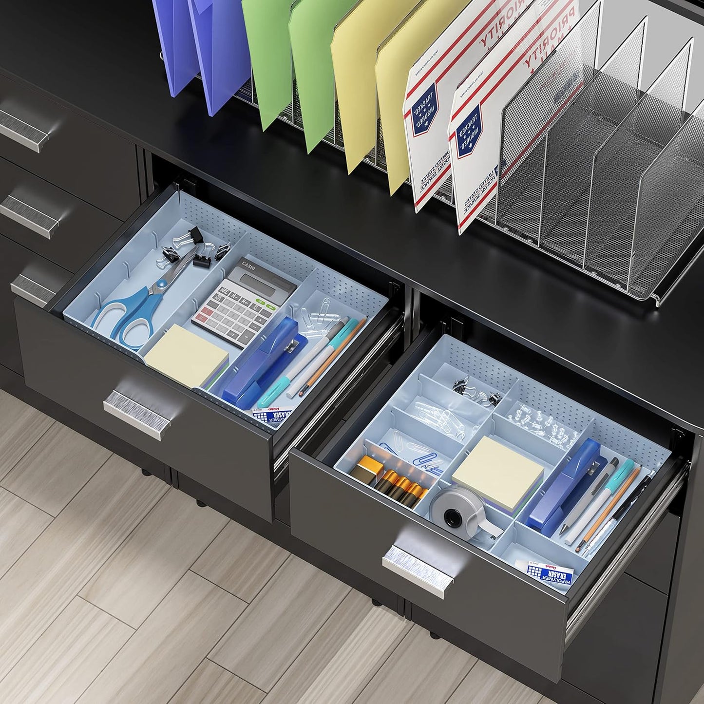 Simple Houseware Drawer Organizer Tray with 9 Adjustable Compartments, Clear
